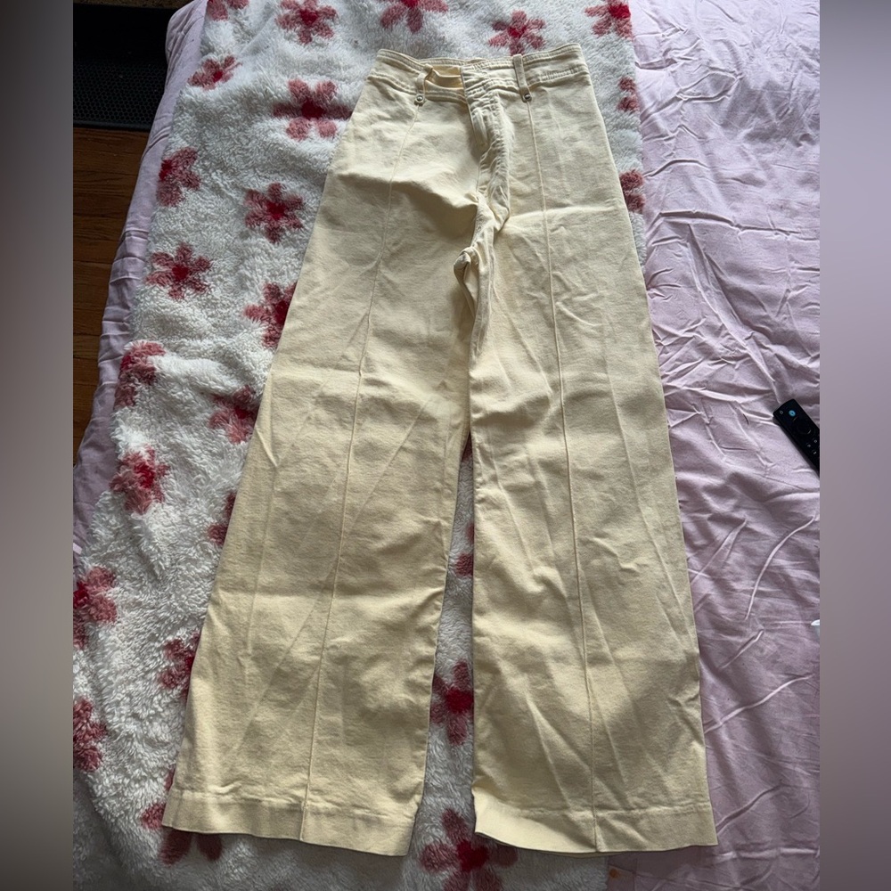 Light yellow Wide-Leg Pants high waist Zara